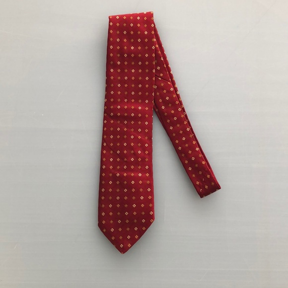 Burberry Silk Tie Red Gold - Picture 1 of 7
